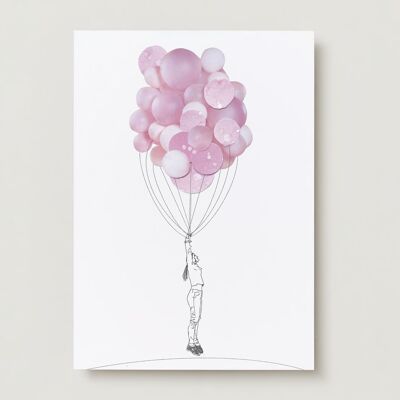 Girl with balloons collage Greeting card