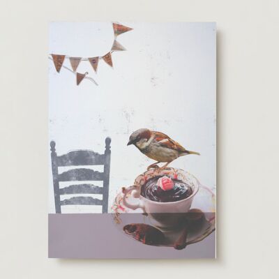 Bird friends party collage Greeting card
