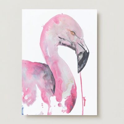 Carte de voeux oiseau tropical flamant rose
