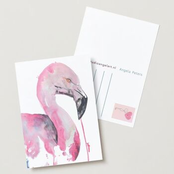 Carte de voeux oiseau tropical flamant rose 2