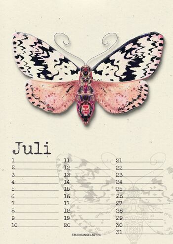 Calendrier d'anniversaire papillons de nuit, 12 cartes de vœux, stylo 6