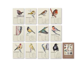 Calendrier d'anniversaire Oiseaux, 12 cartes de voeux, stylo - coffret cadeau 2
