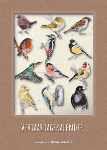 Calendrier d'anniversaire Oiseaux, 12 cartes de voeux, stylo - coffret cadeau 5