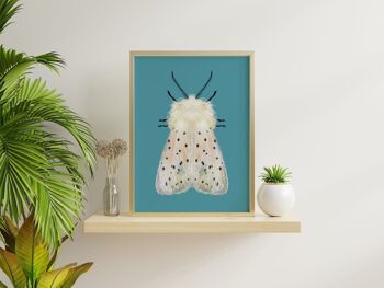 Papillon blanc sur fond coloré imprimé papillon de nuit insecte A3 2
