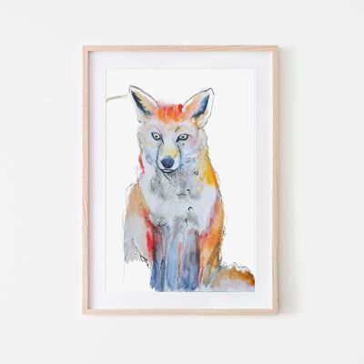 Fox animal art print A4
