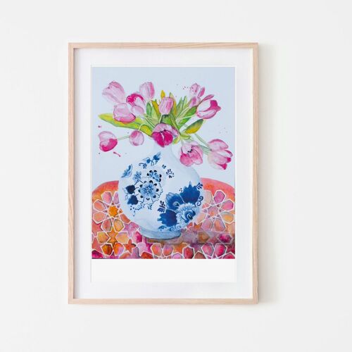 Tulips on vase art print - A4