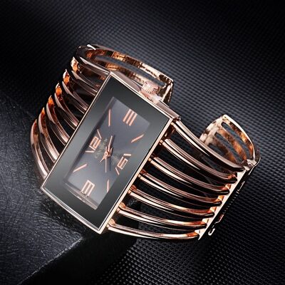 Womens Fashion Rose Gold Bangle Bracelet Watch
