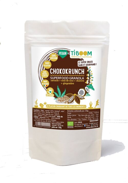 Chokokrunch, granola au chanvre et chocolat