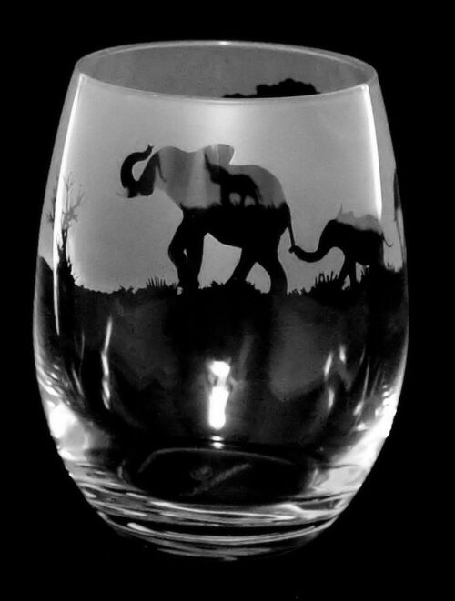 Elephant Frieze Stemless Wine/Water Glass