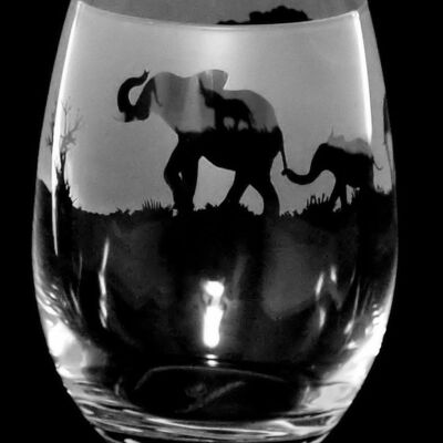 Elephant Frieze Stemless Wine/Water Glass