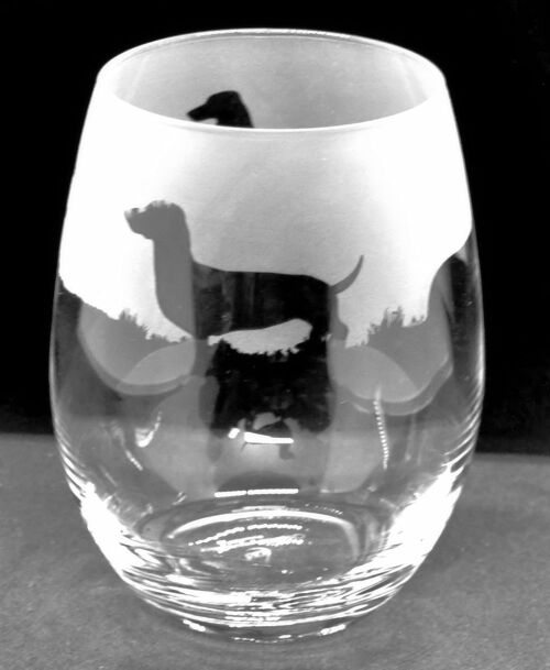 Dachshund Frieze Stemless Wine/Water Glass