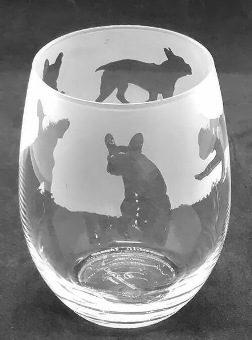 French Bulldog  Frieze Stemless Wine/Water Glass