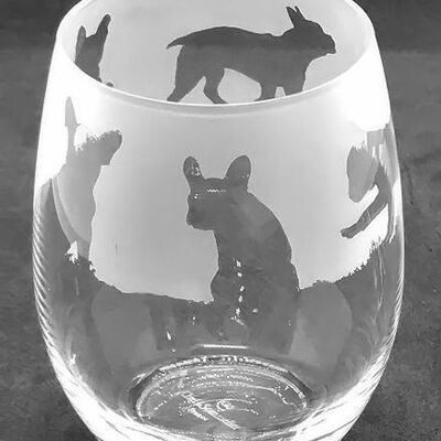 French Bulldog  Frieze Stemless Wine/Water Glass