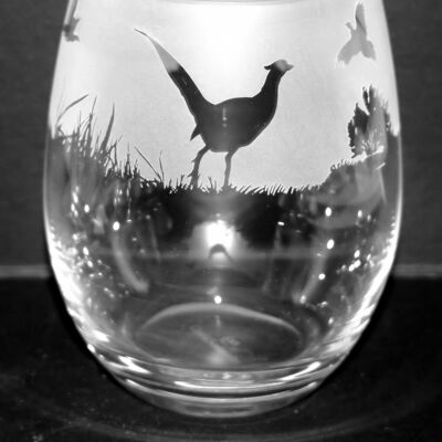 Pheasant Frieze Stemless Wine/Water Glass