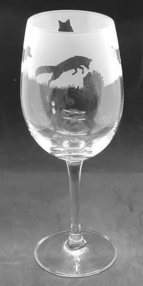 Wine Glass with Fox Frieze