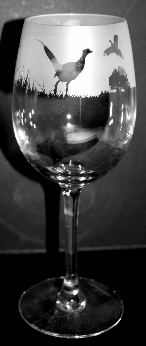 Wine Glass with Pheasant Frieze