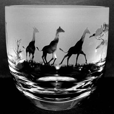 15cm Crystal Glass Candleholder/Vase with Giraffe Frieze