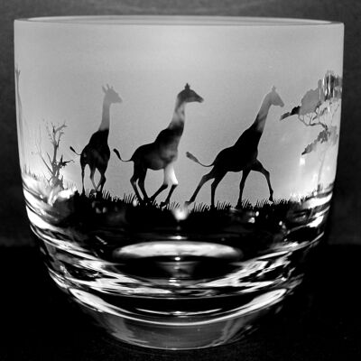 15cm Crystal Glass Candleholder/Vase with Giraffe Frieze