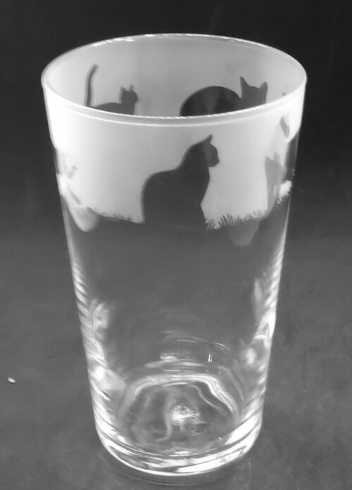 Conical Pint Glass with Cat Frieze