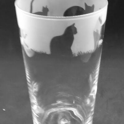Conical Pint Glass with Cat Frieze