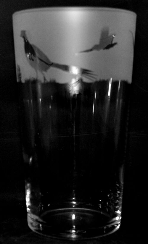 Conical Pint Glass with Pheasant Frieze