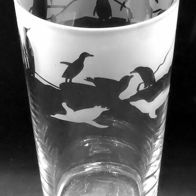 Conical Pint Glass with Penguin Frieze