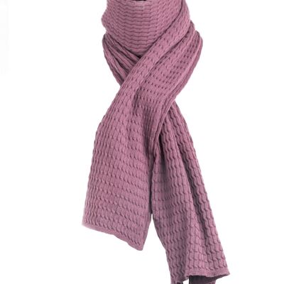 ORGANIC COTTON KNITTED SCARF PLUM FAIR TRADE PRODUCT