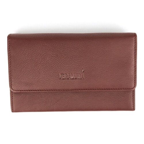 NATURAL LEATHER WALLET ERIS FAIR TRADE PRODUCT granate
