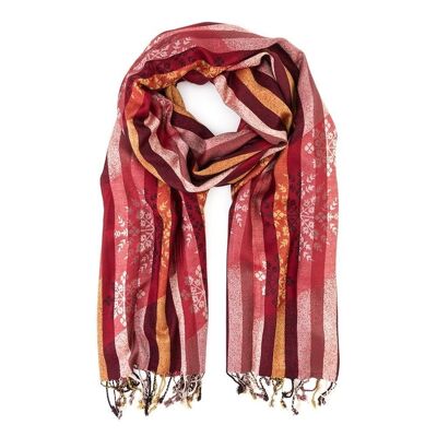 STRIPED SCARF AND FLAKES IN MAROON SHADES