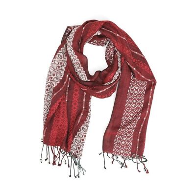 MAROON VISCOSE SCARF WITH WHITE BORDER