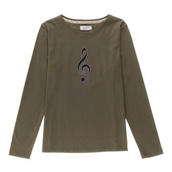 T-shirt Basic Coton Bio note de musique kaki 5