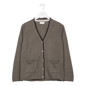 CARDIGAN COTON BIO CALME GRIS 3