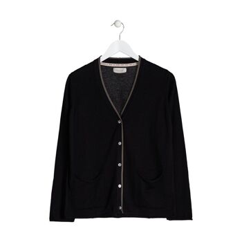 CARDIGAN COTON BIO CALME NOIR 3