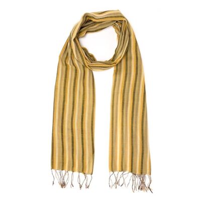 COTTON SCARF TIMES II STRIPES FAIR TRADE PRODUCT camel black