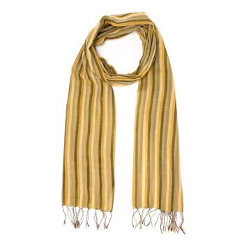 ECHARPE COTON TIMES II STRIPES PRODUIT EQUITABLE camel noir