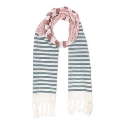 COTTON SCARF STRIPES FAIR TRADE PRODUCT wine green pink
