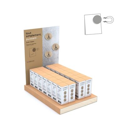 Expositor completo de 56 cajas de 3 bolas magnéticas de madera - Natural Paris + expositor gratis