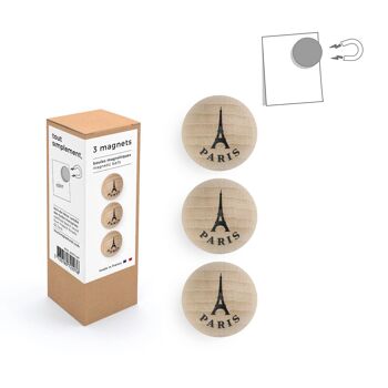 Présentoir plein de 56 boîtes de 3 boules magnétiques en bois - Paris naturel + présentoir offert 2