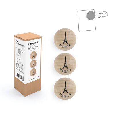 Box of 3 wooden magnetic balls - Natural Paris