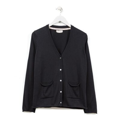 Nouveau Cardigan Calm Noir en Coton Bio Produit Equitable