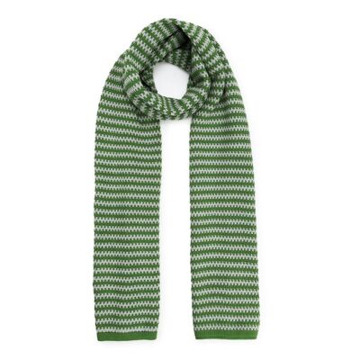 Cher Schal aus Bio-Baumwolle mit grünen und grauen Streifen