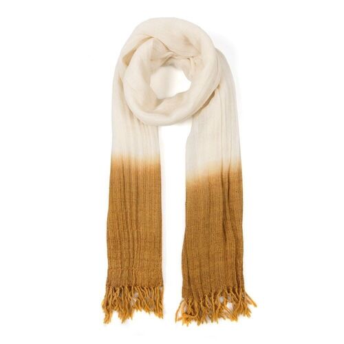 WOOL SCARF SHADOW DEGRAD FAIR TRADE PRODUCT ivory mostaza