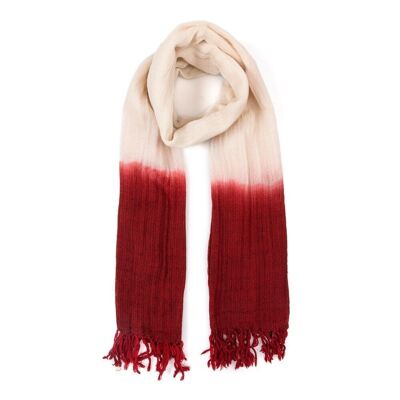 WOOL SCARF SHADOW DEGRAD FAIR TRADE PRODUCT ivory red