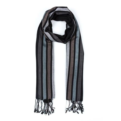 Scarf baransu negro con rayas viscosa