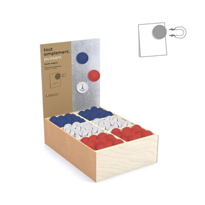 Expositor completo de 180 bolas magnéticas de madera - París azul/blanco/rojo + expositor gratis