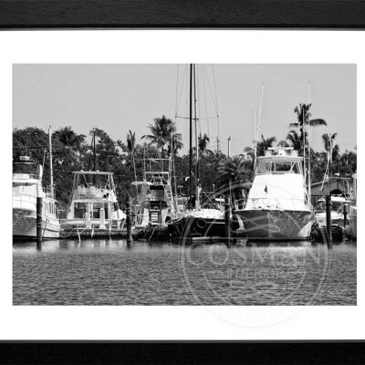 Fotodruck / Poster mit Rahmen und Passepartout Motiv Florida FL12 - Motiv: schwarz/weiss - Grösse: S (25cm x 31cm) - Rahmenfarbe: schwarz matt