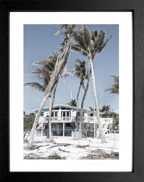 Buy wholesale Photo print / poster with frame and passe-partout motif  Florida FL26 - motif: black/white - size: M (35cm x 45cm) - frame color:  matt white