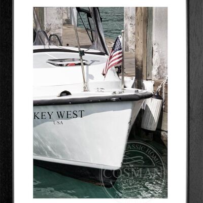 Fotodruck / Poster mit Rahmen und Passepartout Motiv Florida FL33 - Motiv: schwarz/weiss - Grösse: XL (80cm x 60cm) - Rahmenfarbe: weiss matt