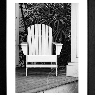 Fotodruck / Poster mit Rahmen und Passepartout Motiv Florida FL34 - Motiv: schwarz/weiss - Grösse: XL (80cm x 60cm) - Rahmenfarbe: schwarz matt