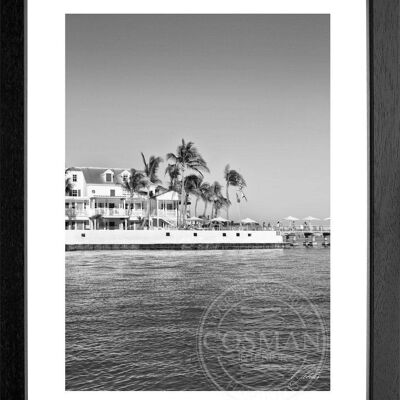 Fotodruck / Poster mit Rahmen und Passepartout Motiv Florida FL42B - Motiv: schwarz/weiss - Grösse: S (25cm x 31cm) - Rahmenfarbe: schwarz matt